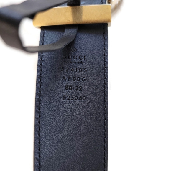 Gucci Torchon Double G Buckle Black Leather Belt Size 80-32 - Picture 7 of 8